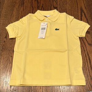 NEW Kids Lacoste Yellow Polo Shirt Casual Knit Short Sleeve Sz. 4